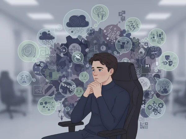 Person grappling with complex mental health thoughts