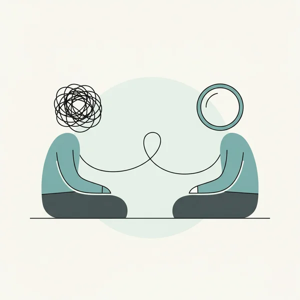Image conceptuelle d'un processus de consultation en santé mentale.