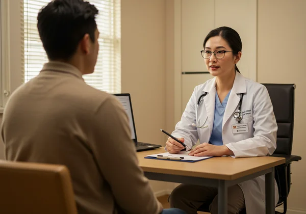 Patient consulting with a mental health professional.